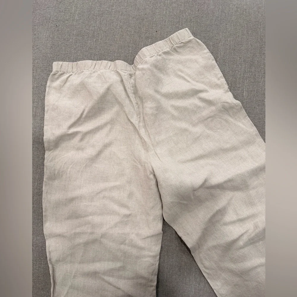 J. Jill 100% Linen Pull-On Pants | Neutral Oatmeal Beige | Size M